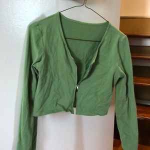 double zip green long sleeved shirt